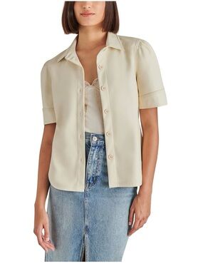 Steve Madden Short-Sleeve Faux-Leather Top